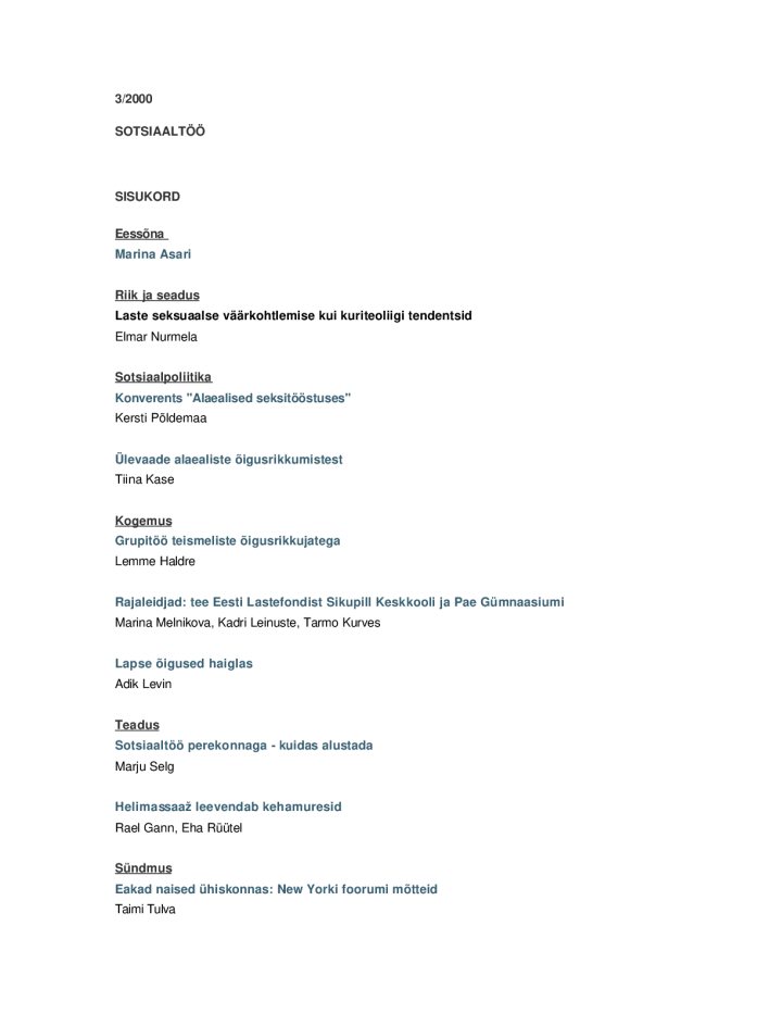 Sotsiaaltöö 3/2000