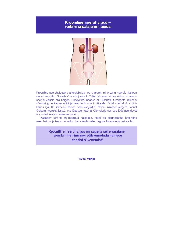 Krooniline neeruhaigus – vaikne ja salajane haigus
