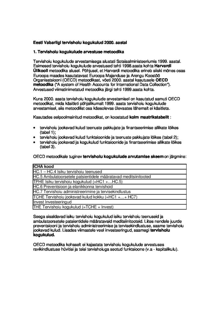 Eesti Vabariigi tervishoiu kogukulud 2000. aastal