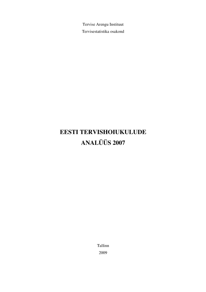 Eesti tervishoiukulude analüüs 2007