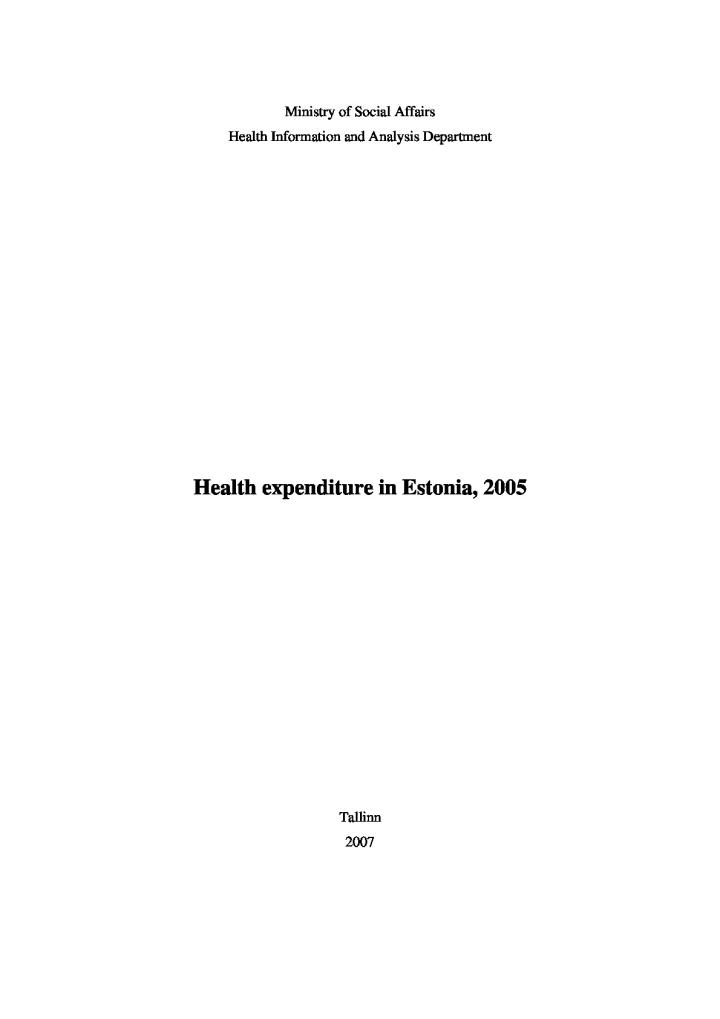Health Expenditure in Estonia, 2005