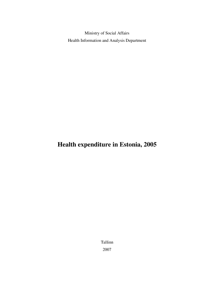 Health Expenditure in Estonia, 2005