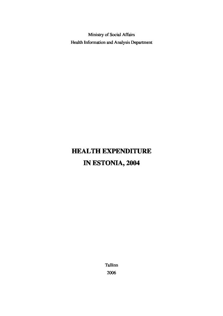 Health Expenditure in Estonia, 2004
