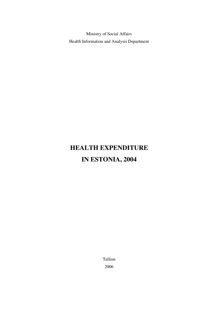 Health Expenditure in Estonia, 2004