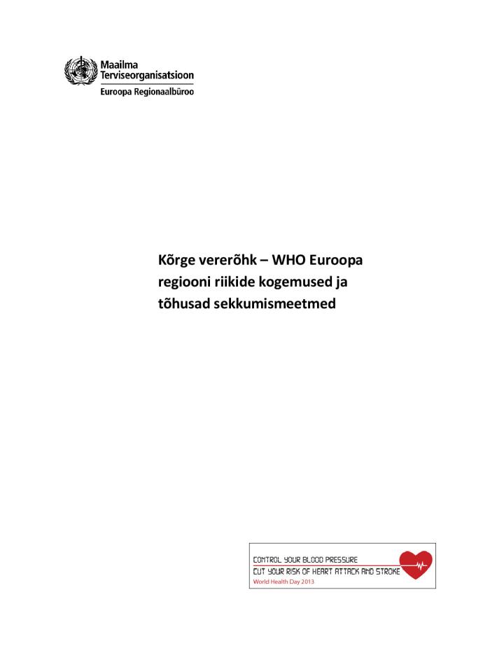 Kõrge vererõhk – WHO Euroopa regiooni riikide kogemused ja tõhusad sekkumismeetmed