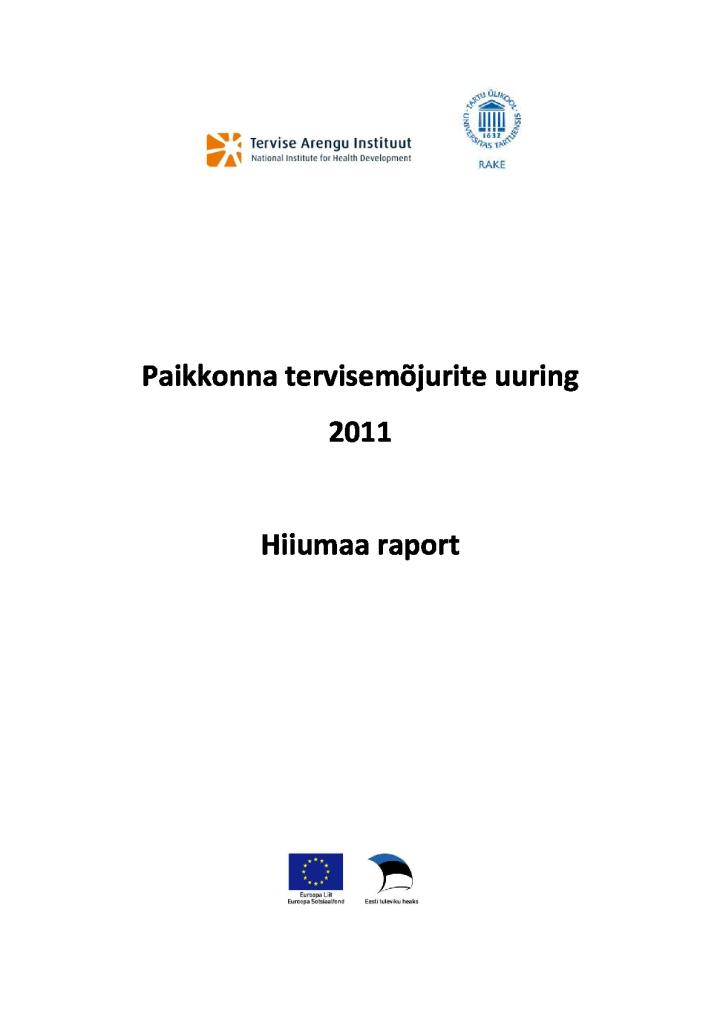 Paikkonna tervisemõjurite uuring 2011. Hiiumaa raport