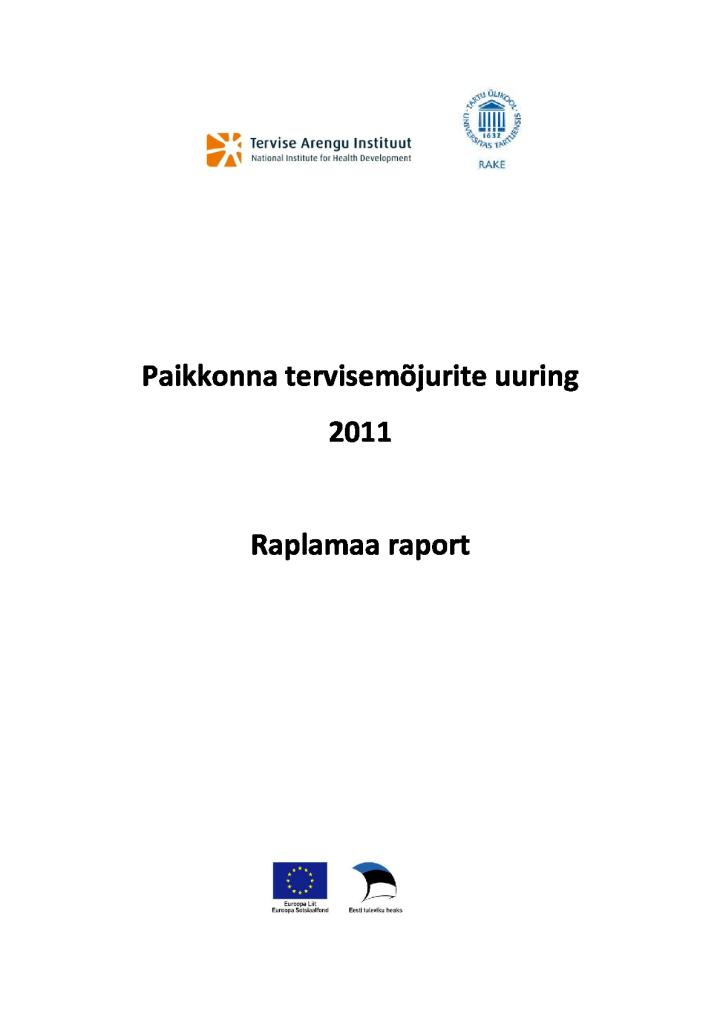 Paikkonna tervisemõjurite uuring 2011. Raplamaa raport