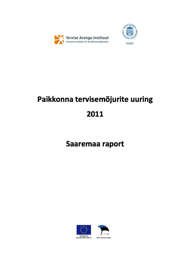Paikkonna tervisemõjurite uuring 2011. Saaremaa raport