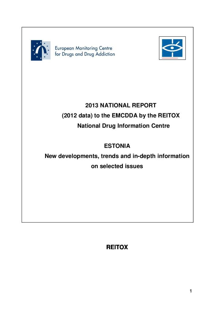 Report on drug situation in Estonia 2013 (2012 data)