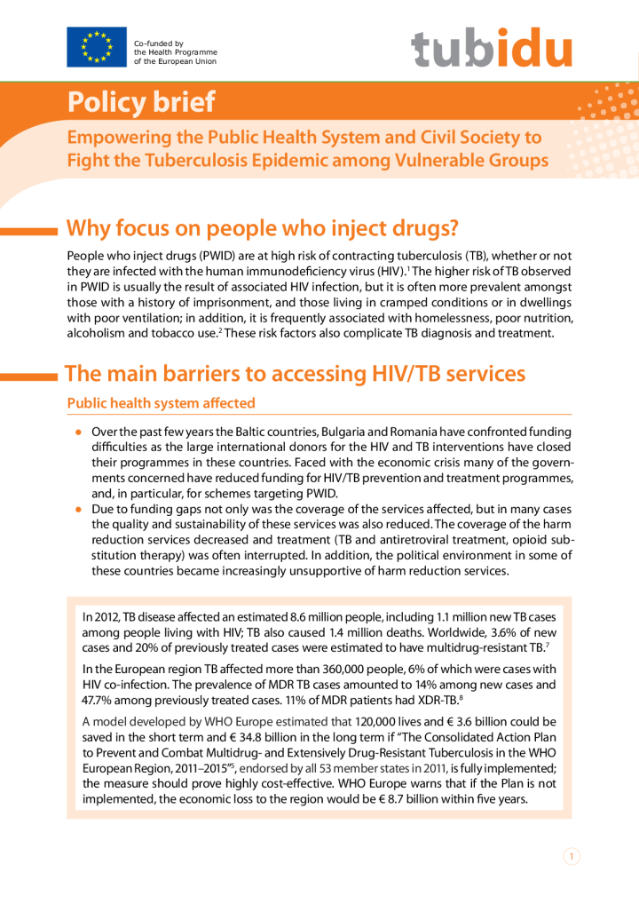 Policy Brief: Empowering the Public Health System and Civil Society to Fight the Tuberculosis Epidemic among Vulnerable Groups