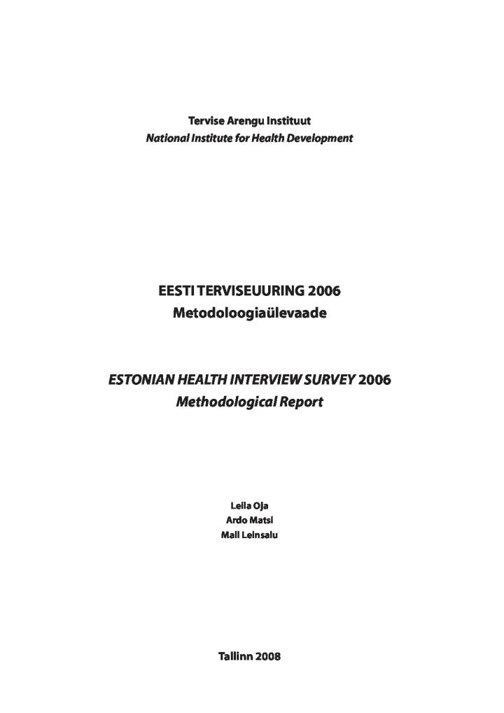 Eesti terviseuuring 2006. Metodoloogiaülevaade
