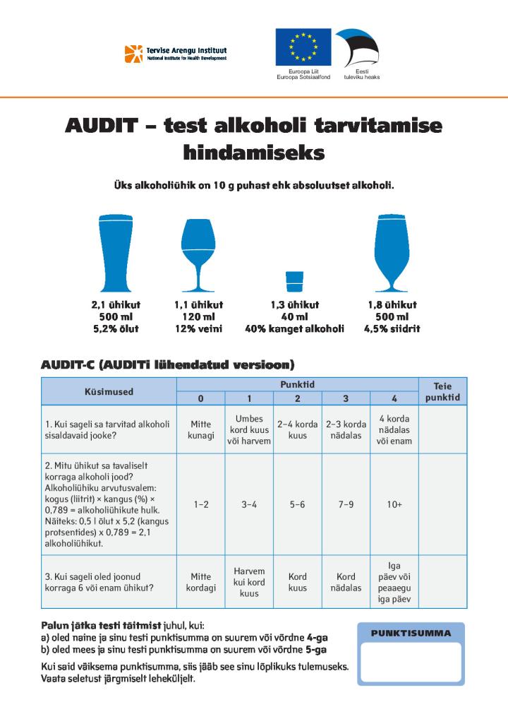 Audit-test alkoholi tarvitamise hindamiseks