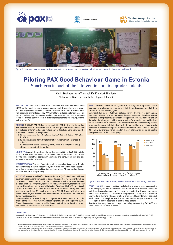 Piloting PAX Good Behaviour Game in Estonia