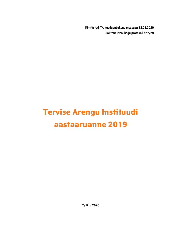 Tervise Arengu Instituudi aastaaruanne 2019