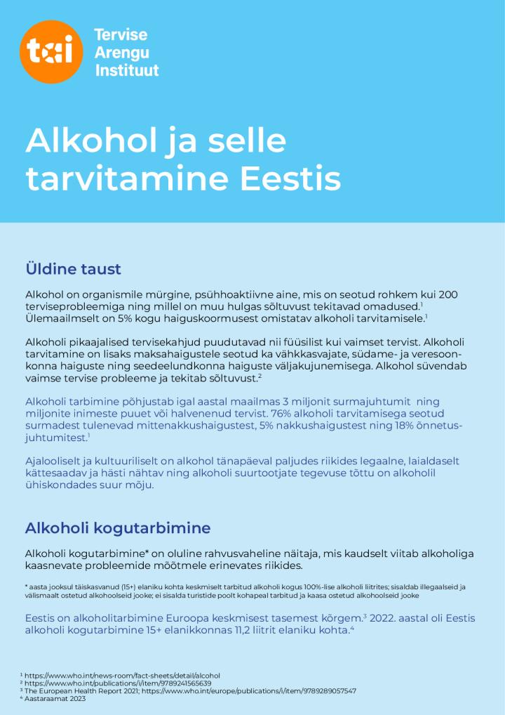 (14.12) Alkohol ja selle tarvitamine Eestis